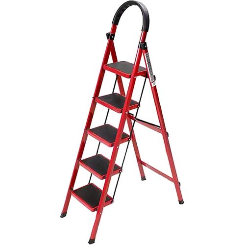 5 Step Ladder, Folding Step Stool Wide Anti-Slip Pedal, Sturdy Aluminium Ladder, Convenient