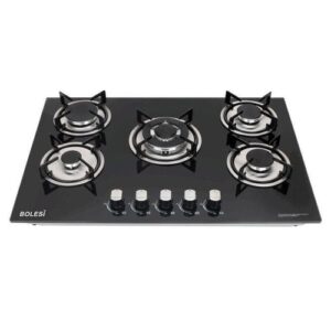 Bolesi 5 Burner Inbuilt Full Gas Glass Tampared Cooker