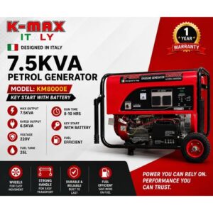 7.5KVA KMAX KM8000E Petrol Generator - Key Start