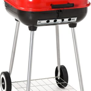 18" Barbecue Grill with Wheel & Shelf
