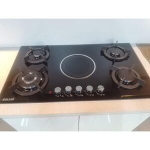 Bolesi Built-In 4 Gas + 1 Infrared Electric Hob – Tempered Glass with Gas Sensor