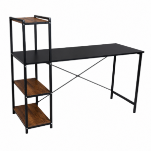 Industrial Study Desk with Side Shelf Organizer