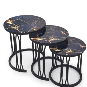 3-in-1 Nesting Coffee Table Set (Glass Effect) K-025-Glass