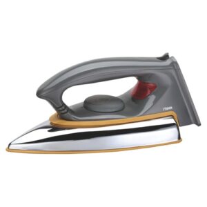 MIKA Heavy Duty Dry Iron Pro Glide Ceramic Soleplate, Ruby Collection, Grey & Yellow