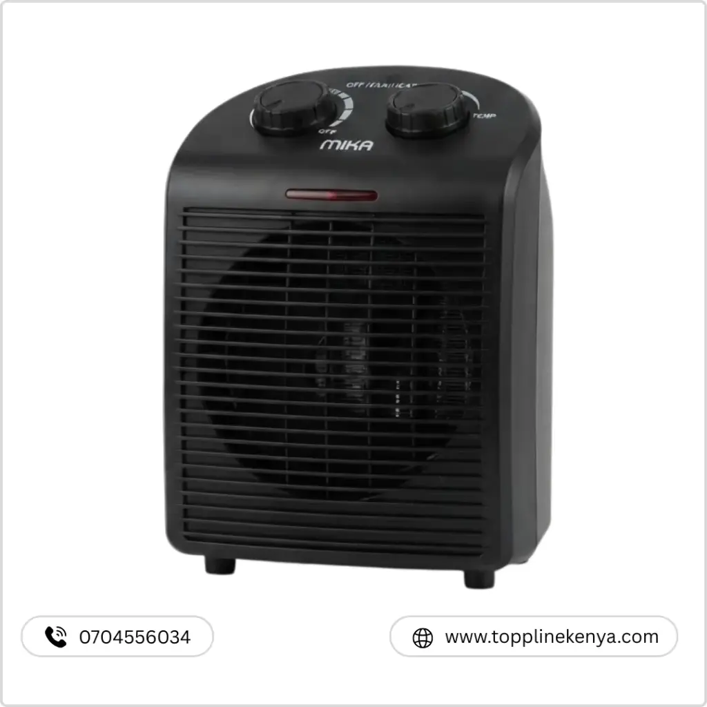 Mika 1000W-2000W Portable Fan Heater - Energy Efficient Electric Room Heater with Adjustable Thermostat, Grey