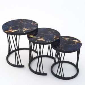 3-in-1 Nesting Coffee Table Set (Glass Effect) Q-225-Glass