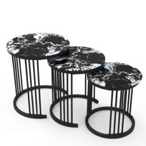 3-in-1 Nesting Executice Coffee Table Set (Glass Effect) N-084-Glass