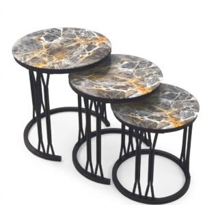 K-027-Glass 3-in-1 Nesting Coffee Table Set (Glass Effect)