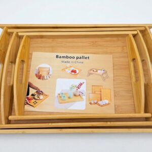 3-Piece Bamboo Serving Tray Set with Cutout Handles
