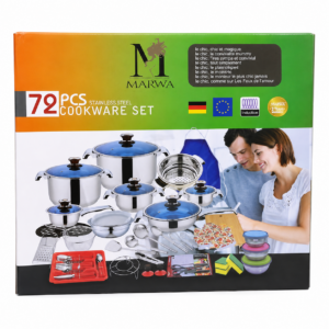 72Pcs Marwa Germany Stainless Steel Cookware Set (Induction Enabled)