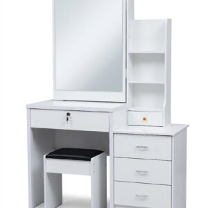 White Dressing Table with Sliding Mirror