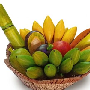 Wooden Artificial Decorative Fruit Basket Set