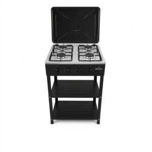 Olelon 4 Gas Burner Standing Cooker with Storage Shelves